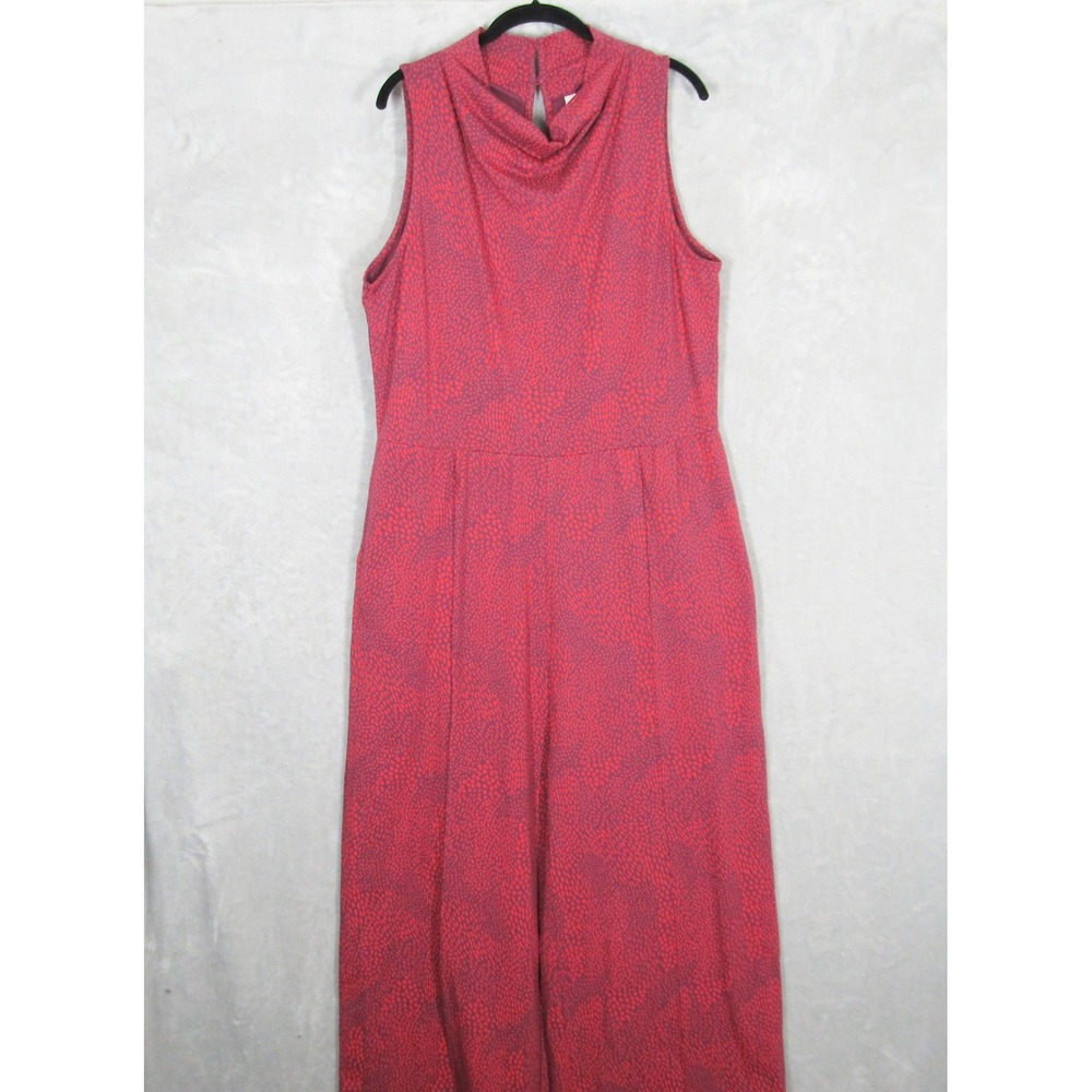 Pact Jumpsuit XL Organic Cotton Rococco Red Sleeveless Wide Leg Midi Relaxed Fit